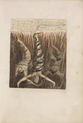 Da stjernerne er adskilt fra jorden..., plade 9 fra The First Book of Urizen, 1794 (farvetrykt relief ætsning med blæk og wc)